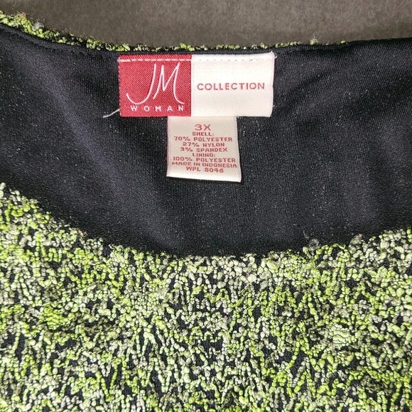 JM Collection Woman 3X Green Black Textured Knit Lined Top Blouse EUC - Picture 4 of 5